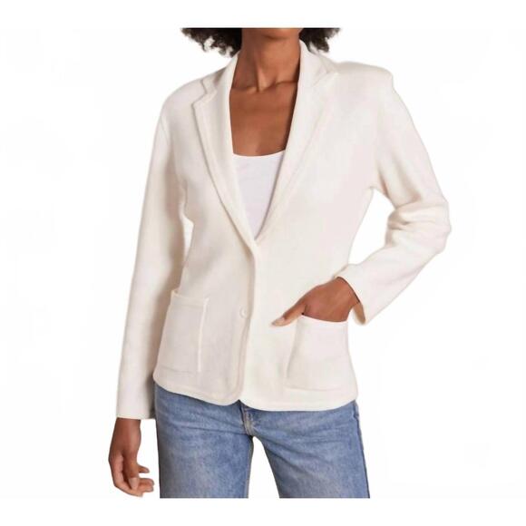 NEW ALASHAN CASHMERE cotton cashmere bentley blazer in white